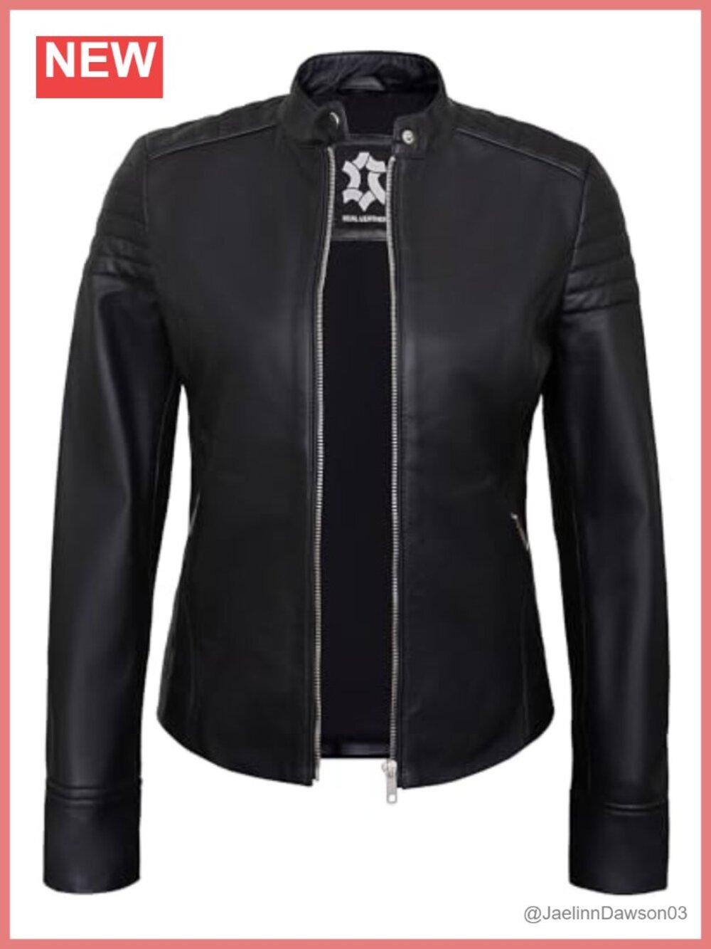 Real Lambskin Leather Jacket Womens Cafe Racer Moto Biker Zip